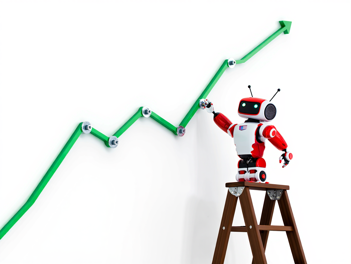 AI robot creating an upward trending chart